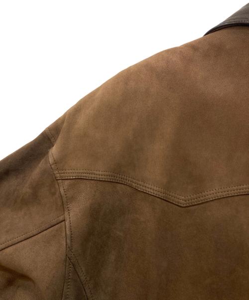 INTERMEZZO（インターメッツォ）INTERMEZZO (インターメッツォ) 襟レザーヌバックコート ブラウン サイズ:Mの古着・服飾アイテム