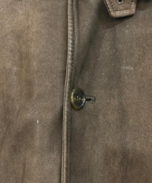 INTERMEZZO（インターメッツォ）INTERMEZZO (インターメッツォ) 襟レザーヌバックコート ブラウン サイズ:Mの古着・服飾アイテム