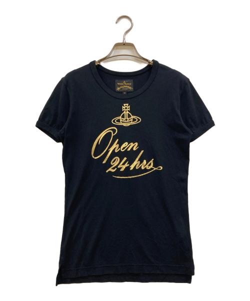 Vivienne Westwood ANGLOMANIA（ヴィヴィアンウエストウッドアングロマニア）VIVIENNE WESTWOOD ANGLOMANIA (ヴィヴィアンウエストウッドアングロマニア) オーブプリントTシャツ ブラック サイズ:XSの古着・服飾アイテム