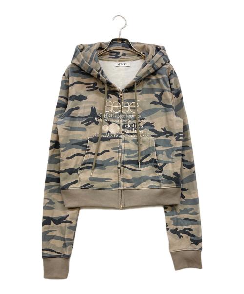 aeae（エーイーエーイー）aeae (エーイーエーイー) WEB LOGO CROP HOOD ZIP UP カモグリーン サイズ:Mの古着・服飾アイテム