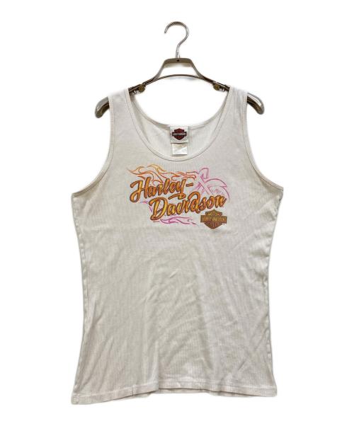 HARLEY-DAVIDSON（ハーレーダビッドソン）HARLEY-DAVIDSON (ハーレーダビッドソン) プリントリブタンクトップ ホワイト サイズ:XLの古着・服飾アイテム