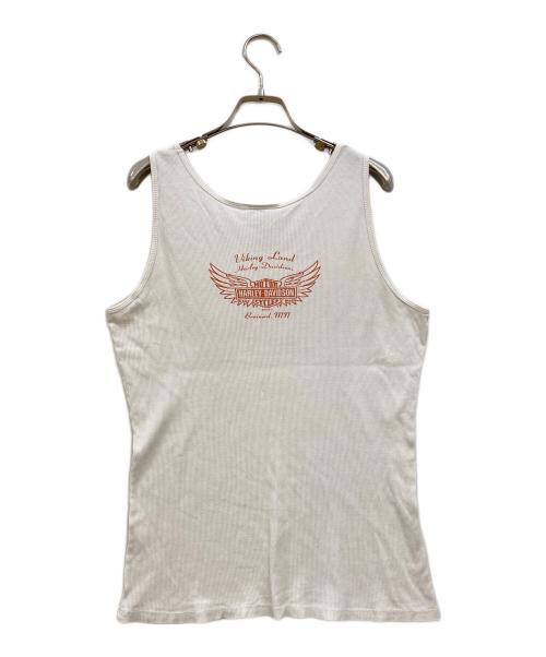 HARLEY-DAVIDSON（ハーレーダビッドソン）HARLEY-DAVIDSON (ハーレーダビッドソン) プリントリブタンクトップ ホワイト サイズ:XLの古着・服飾アイテム