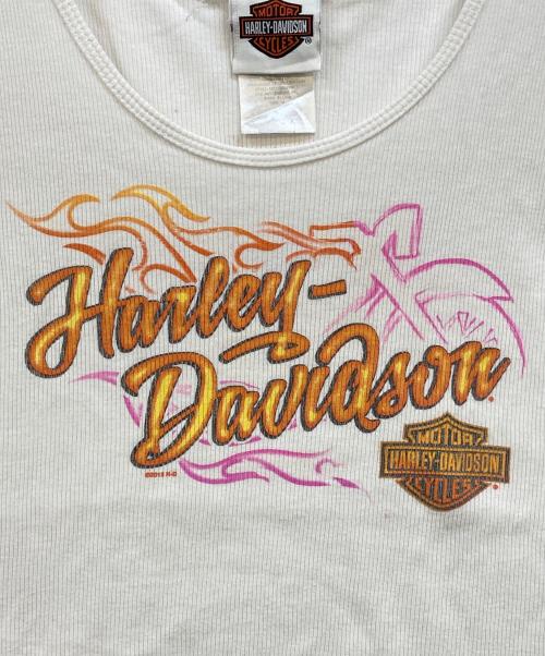 HARLEY-DAVIDSON（ハーレーダビッドソン）HARLEY-DAVIDSON (ハーレーダビッドソン) プリントリブタンクトップ ホワイト サイズ:XLの古着・服飾アイテム
