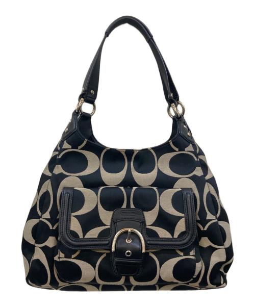 COACH（コーチ）COACH (コーチ) シグネチャー セミショルダーバッグ ブラックの古着・服飾アイテム