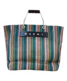 MARNI（マルニ）の古着「フラワーカフェ ストライプトートバッグ」｜ブルー