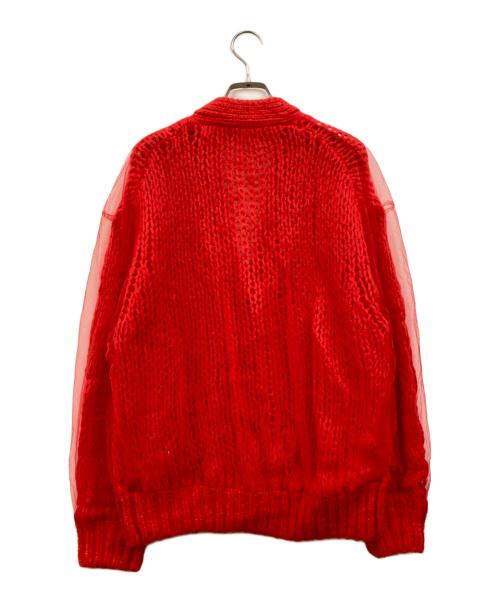 MAISON SPECIAL（メゾンスペシャル）MAISON SPECIAL (メゾンスペシャル) Tulle Layered Low Gauge Reversible Knit Cardigan レッド サイズ:下記参照の古着・服飾アイテム