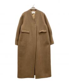 MANOF（マノフ）の古着「COLLARLESS LONG COAT」｜ブラウン