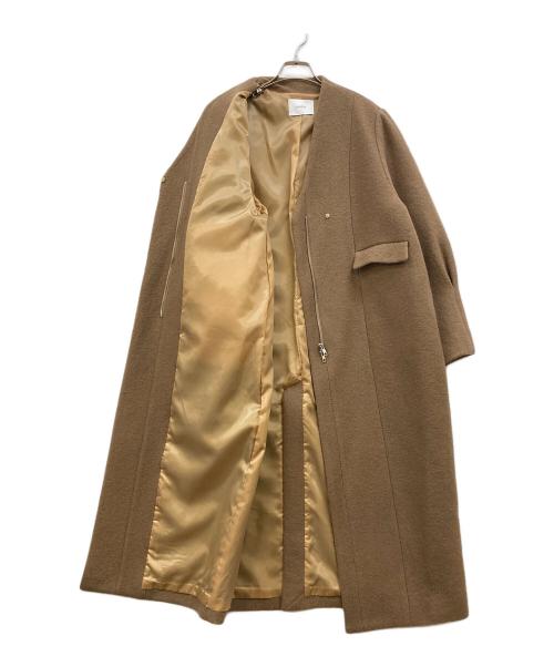MANOF（マノフ）MANOF (マノフ) COLLARLESS LONG COAT ブラウン サイズ:Mの古着・服飾アイテム