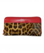 Christian Louboutinクリスチャン・ルブタン）の古着「レオパードラウンドファスナーウォレット」｜レッド