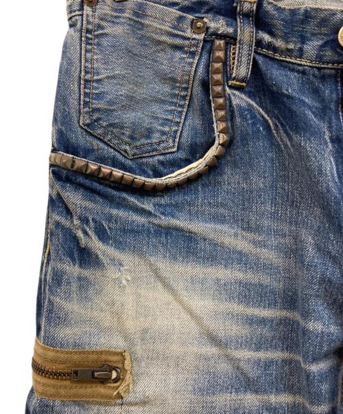 Hysteric Glamour（ヒステリックグラマー）Hysteric Glamour (ヒステリックグラマー) スタッズデザインカーゴデニムパンツ ブルー サイズ:Mの古着・服飾アイテム