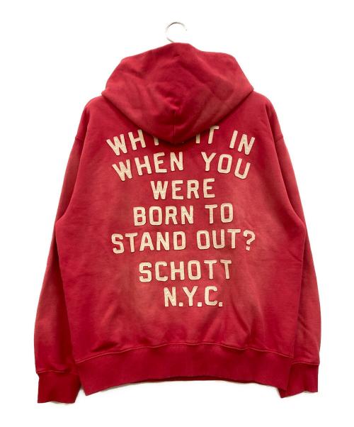 Schott（ショット）Schott (ショット) HOODED SWEAT LETTERING レッド サイズ:Lの古着・服飾アイテム