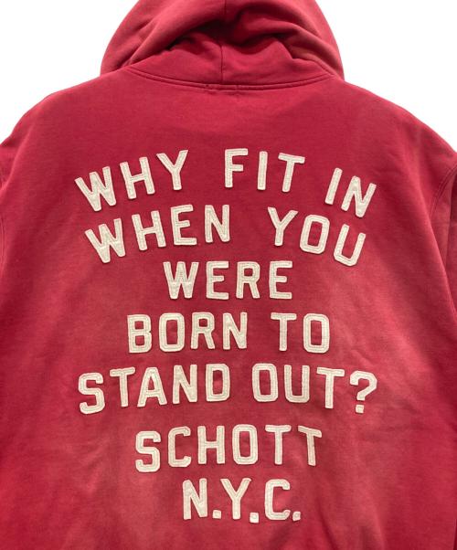 Schott（ショット）Schott (ショット) HOODED SWEAT LETTERING レッド サイズ:Lの古着・服飾アイテム