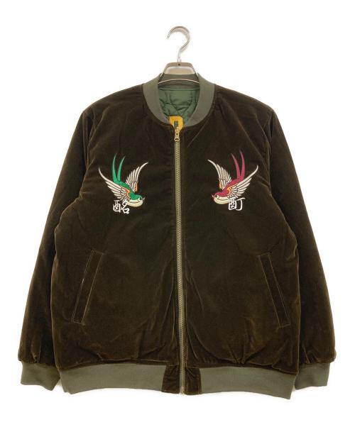 YOIDORE（ヨイドレ）YOIDORE (ヨイドレ) スーベニア キルティングリバーシブルジャケット ブラウン×オリーブ サイズ:大ジョッキの古着・服飾アイテム