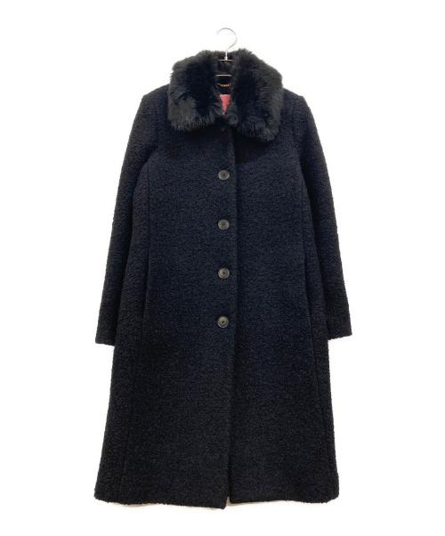 Kate Spade（ケイトスペード）Kate Spade (ケイトスペード) 襟元フェイクファー ブークレコート ブラック サイズ:2の古着・服飾アイテム