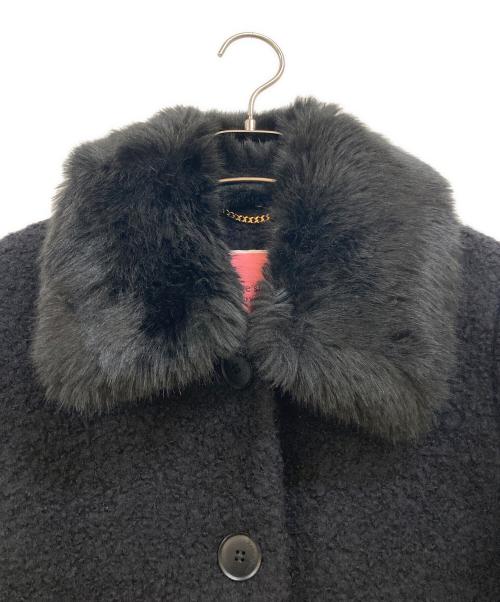 Kate Spade（ケイトスペード）Kate Spade (ケイトスペード) 襟元フェイクファー ブークレコート ブラック サイズ:2の古着・服飾アイテム
