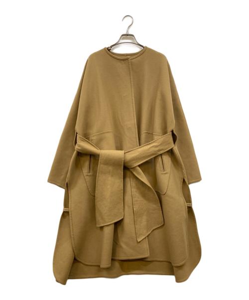 DRAWER（ドゥロワー）Drawer (ドゥロワー) ウールメルトンリバーノーカラーコート ベージュ サイズ:38の古着・服飾アイテム