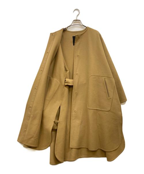 DRAWER（ドゥロワー）Drawer (ドゥロワー) ウールメルトンリバーノーカラーコート ベージュ サイズ:38の古着・服飾アイテム