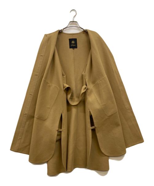 DRAWER（ドゥロワー）Drawer (ドゥロワー) ウールメルトンリバーノーカラーコート ベージュ サイズ:38の古着・服飾アイテム