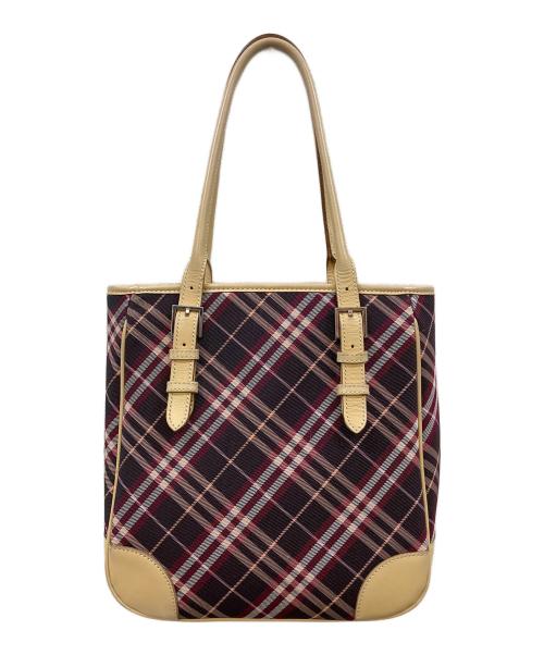 BURBERRY BLUE LABEL（バーバリー ブルー レーベル）BURBERRY BLUE LABEL (バーバリーロンドンブルーレーベル) ハートチャーム付き チェックハンドバッグ ブラウンの古着・服飾アイテム