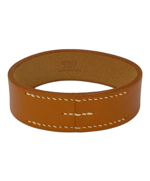 HERMES（エルメス）HERMES (エルメス) プールトゥール GM レザーバングル ベージュの古着・服飾アイテム