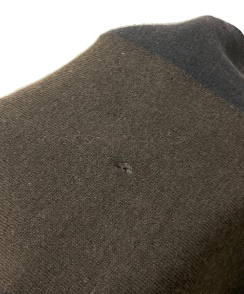 HERMES（エルメス）HERMES (エルメス) カシミヤウール フリンジマフラー ネイビー×ブラウンの古着・服飾アイテム