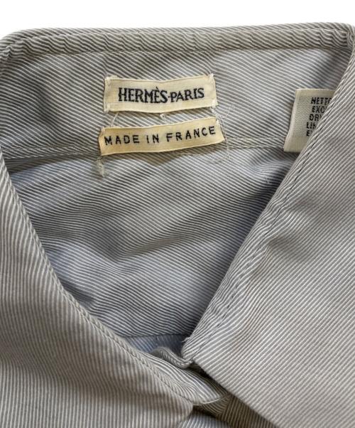 HERMES（エルメス）HERMES (エルメス) シェルボタン コットン比翼シャツ グレー サイズ:38の古着・服飾アイテム
