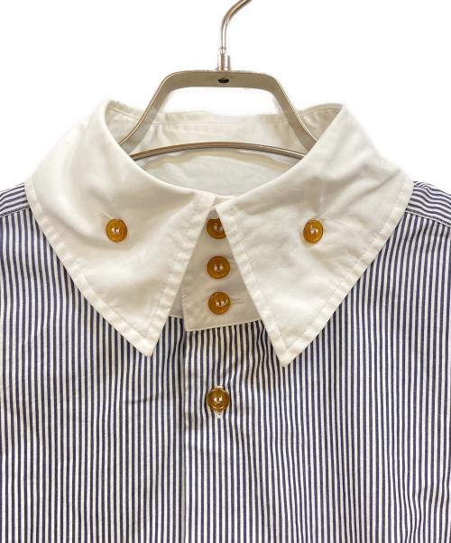 Vivienne Westwood man（ヴィヴィアン ウェストウッド マン）Vivienne Westwood man (ヴィヴィアン ウェストウッド マン) ストライプクレリックシャツ グレー サイズ:44の古着・服飾アイテム