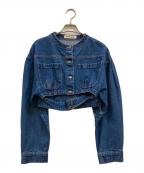 pinueピヌエ）の古着「フロントベルトショートGジャン」｜インディゴ