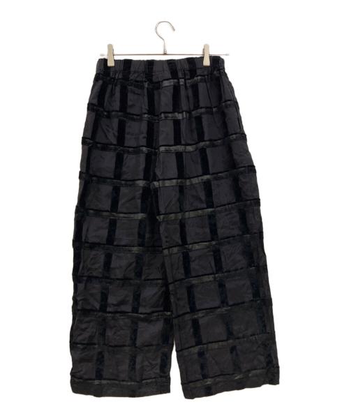 ROBE DE CHAMBRE COMME DES GARCONS（ローブドシャンブル コムデギャルソン）ROBE DE CHAMBRE COMME DES GARCONS (ローブドシャンブル コムデギャルソン) 異素材ベロア切替レーヨンパンツ ブラック サイズ:下記参照の古着・服飾アイテム