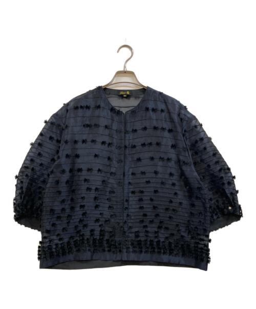 DRAWER（ドゥロワー）DRAWER (ドゥロワー) シルクシアージャケット ネイビー サイズ:38の古着・服飾アイテム