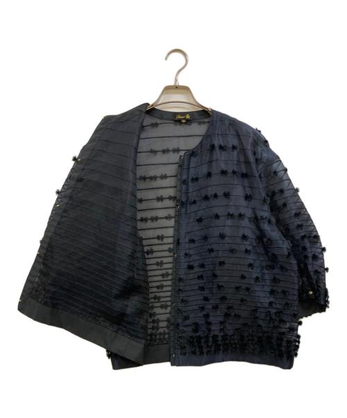 DRAWER（ドゥロワー）DRAWER (ドゥロワー) シルクシアージャケット ネイビー サイズ:38の古着・服飾アイテム