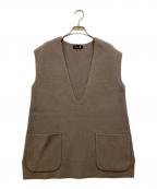 DRAWERドゥロワー）の古着「9Gウールカシミヤ ミラノ編み Vネックベスト」｜ブラウン