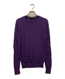 DRAWER（ドゥロワー）の古着「18G カシミヤシルクリブクルーネックニット」｜パープル