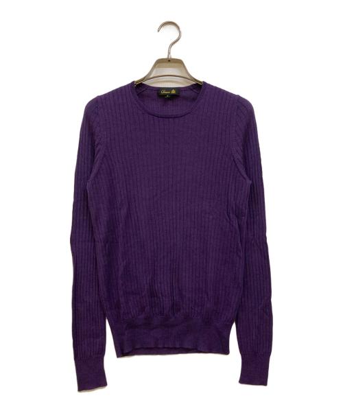DRAWER（ドゥロワー）DRAWER (ドゥロワー) 18G カシミヤシルクリブクルーネックニット パープル サイズ:2の古着・服飾アイテム