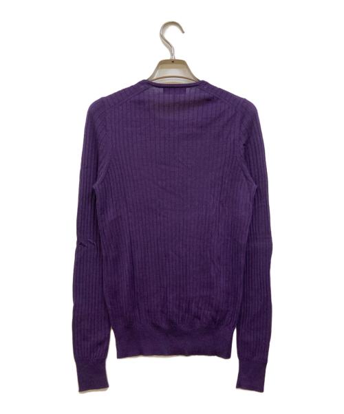 DRAWER（ドゥロワー）DRAWER (ドゥロワー) 18G カシミヤシルクリブクルーネックニット パープル サイズ:2の古着・服飾アイテム