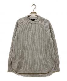 DRAWER（ドゥロワー）の古着「5Gウールカシミヤ畔編みクルーネックニット」｜グレー