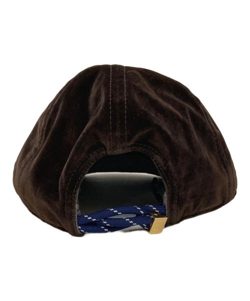 MIU MIU（ミュウミュウ）MIU MIU (ミュウミュウ) ロゴ刺繍 ベルベット ベースボールキャップ ブラウンの古着・服飾アイテム