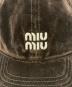 中古・古着 MIU MIU (ミュウミュウ) ロゴ刺繍 ベルベット ベースボールキャップ ブラウン：42000円