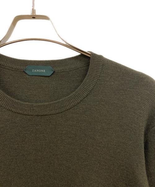 Zanone（ザノーネ）Zanone (ザノーネ) 12G ハイゲージ ミラノリブ クルーネック セーター グリーン サイズ:36の古着・服飾アイテム