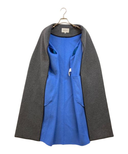 ENFOLD（エンフォルド）ENFOLD (エンフォルド) ウールリバーノーカラーコート グレー×ブルー サイズ:38の古着・服飾アイテム