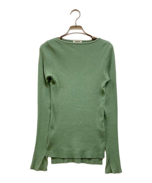 AURALEE（オーラリー）AURALEE (オーラリー) Ron Herman (ロンハーマン) ボートネック リブニットセーター グリーン サイズ:1の古着・服飾アイテム
