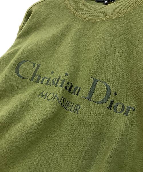 Christian Dior MONSIEUR（クリスチャンディオールムッシュ）Christian Dior MONSIEUR (クリスチャンディオールムッシュ) 90's Logo Embroidery Crewneck Elbow Patch グリーン サイズ:M 未使用品の古着・服飾アイテム