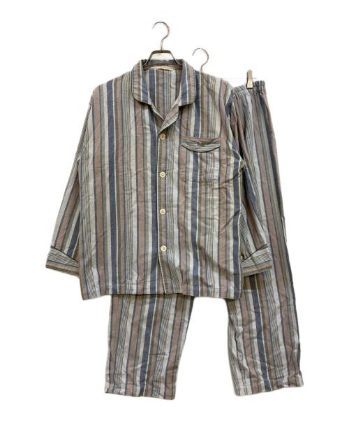 CELINE（セリーヌ）CELINE (セリーヌ) 馬車刺繍ロゴ ストライプパジャマセットアップ ブルー サイズ:Lの古着・服飾アイテム