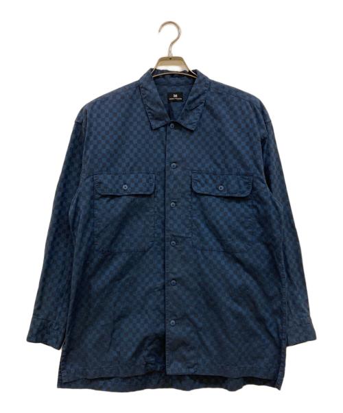 IM ISSEY MIYAKE（アイエムイッセイミヤケ）IM ISSEY MIYAKE (アイエムイッセイミヤケ) チェックワークシャツ ネイビー サイズ:Ｍの古着・服飾アイテム