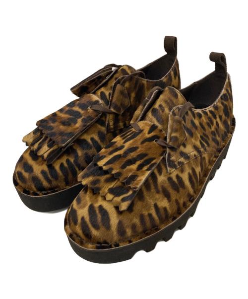 CLARKS（クラークス）CLARKS (クラークス) Engineered Garments (エンジニアドガーメンツ) Desert Khan EG Leopard PRT Pony ブラウン サイズ:27.5㎝の古着・服飾アイテム