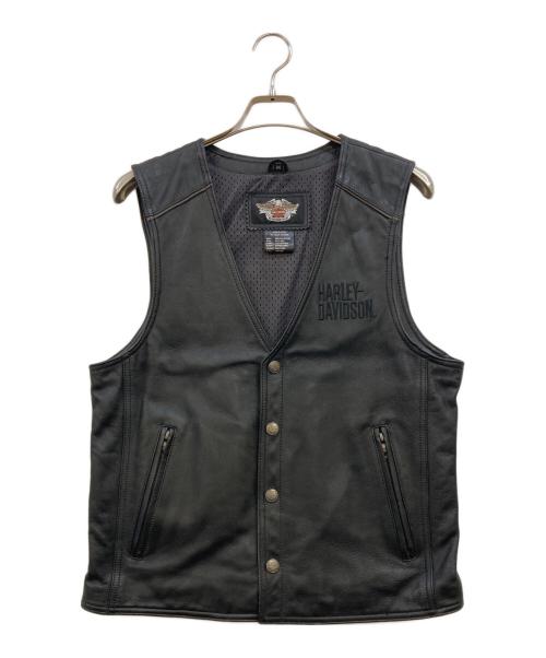 HARLEY-DAVIDSON（ハーレーダビッドソン）HARLEY-DAVIDSON (ハーレーダビッドソン) レザーベスト ブラック サイズ:Ｍの古着・服飾アイテム