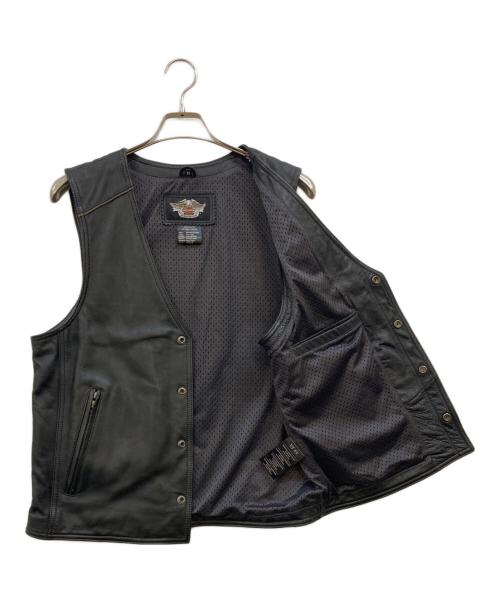 HARLEY-DAVIDSON（ハーレーダビッドソン）HARLEY-DAVIDSON (ハーレーダビッドソン) レザーベスト ブラック サイズ:Ｍの古着・服飾アイテム