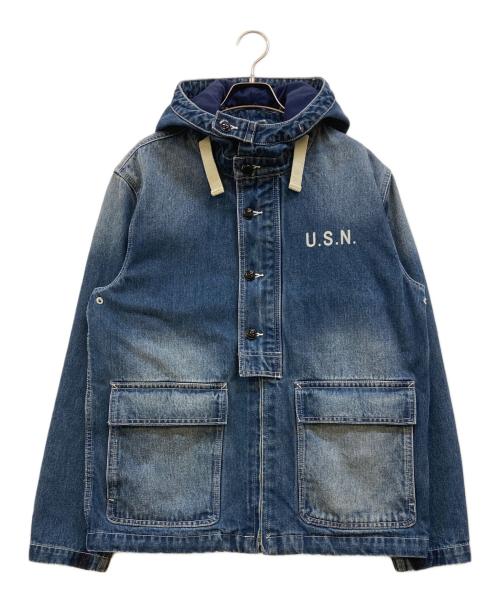 HOUSTON（ヒューストン）HOUSTON (ヒューストン) U.S.N. フード付きデニムジャケット インディゴ サイズ:Mの古着・服飾アイテム