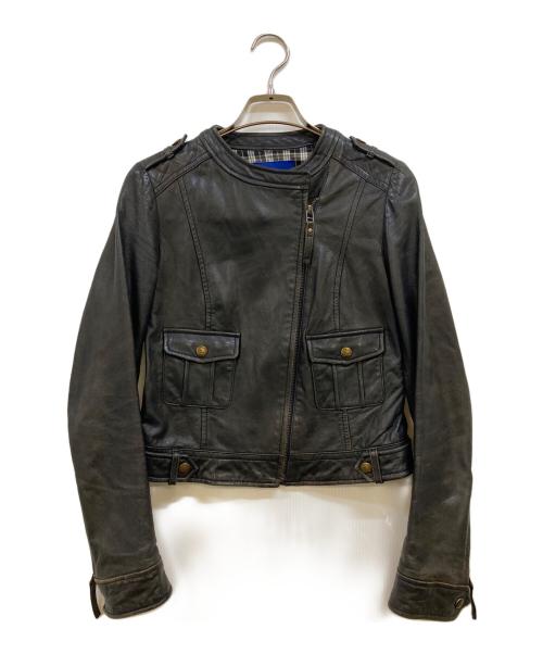 BURBERRY BLUE LABEL（バーバリーロンドンブルーレーベル）BURBERRY BLUE LABEL (バーバリーロンドンブルーレーベル) シングルレザーライーダスジャケット ブラック サイズ:38の古着・服飾アイテム