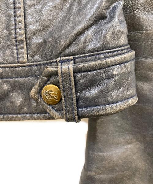 BURBERRY BLUE LABEL（バーバリーロンドンブルーレーベル）BURBERRY BLUE LABEL (バーバリーロンドンブルーレーベル) シングルレザーライーダスジャケット ブラック サイズ:38の古着・服飾アイテム